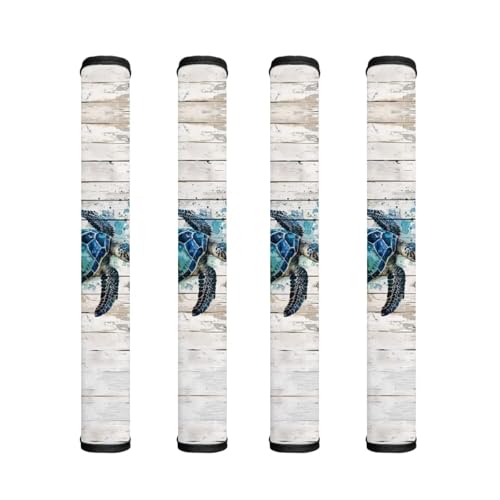 Txsniver 4 PCS Fridge Door Handle Cover Anti-Static Kitchen Appliance Decor Protective Handles Gloves Fridge Dishwasher Oven Protector, Waterproof Oil-Proof, Sea Turtle Wood Grain