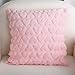 Valentines Day Decor-Throw Pillow Covers 18x18in Set of 2,Pink Soft Plush Faux Fur Pillow Case with Heart for Large Couch Sofa Home Indoor Outdoor Holiday Decorations