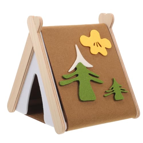 INOOMP ハムスターの隠れ家 猫のトンネルベッド ゴミ ハムスターハンギングベッド ケージ モルモットの家と隠れ家 ハッチ フード付き ハムスターの砂 うさぎ ペット冷却ハウス 豚 木製