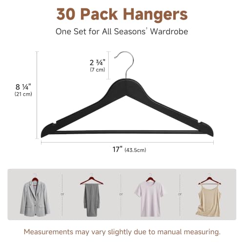 Image of StorageWorks Wooden Coat Hangers, 30 Pack Wood Clothes Hanger for Closet