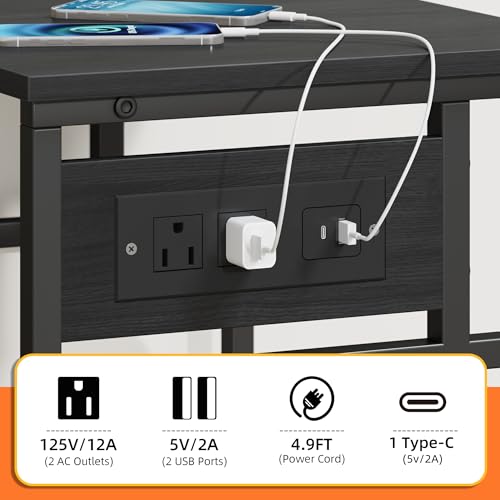 Image of YAOHUOO 3 Tier Large Printer Stand with Power Outlet /Adjustable Shelf