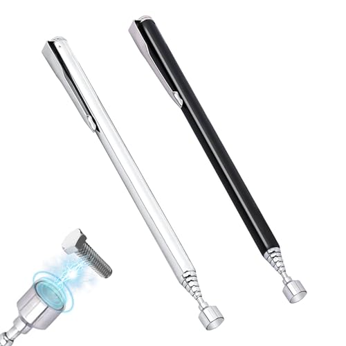 Kzouenzu Stabmagnet [2 Stück], Ausziehbar Stabmagnet Set, Edelstahl, Ausziehbar, Ausziehbar Bis 65cm, Magnetic Pick-Up Tool Für Bolzen, Muttern, Schrauben, Metallteile