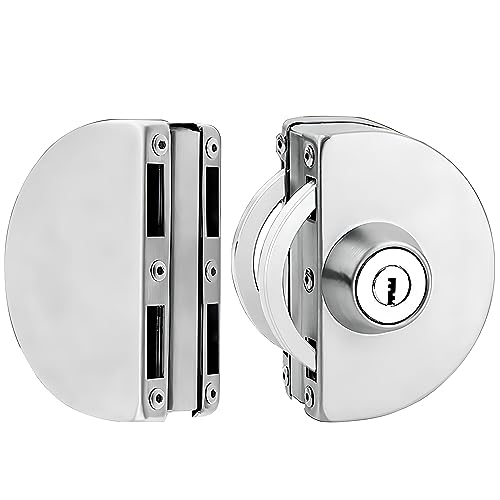Qrity Cerradura de Puerta de Vidrio, Cerradura de Seguridad Antirrobo de Puerta de Vidrio de Acero Inoxidable de 10~12 mm con Llaves para Oficina, Hogar, Baño