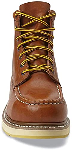 HANDPOINT Work Boots For Men Steel Toe – SURETRACK Men's 6" Leather Slip Resistant Durability Breathable Work Shoes – 84992,Brown2