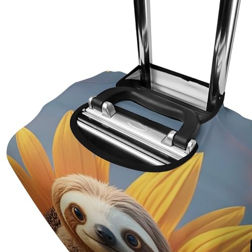 Sloth Sitting on Sunflower Printed Luggage Cover Protector, Fits 18-32 Inch Luggage 5