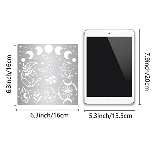GORGECRAFT 6.3 Inch Metal Moon Phase Stencil Stainless Steel Template Reusable Stencils Journal Tool for Painting on Wood Burning Pyrography Engraving Canvas Decor Home DIY Craft Scrapbooking - Image 2