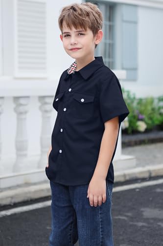 Image of SANGTREE Summer Button Down Shirts Cottn Tops for Men Women Boy Girl