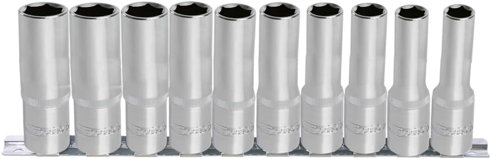 KS Tools 922.1458 Ultimate Set of 10 Hexagonal Screwdriver Sockets on Rail 1/4" 4-13 mm