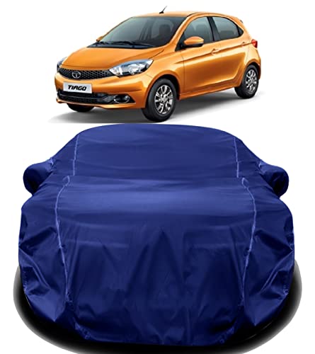 Image of AUCTIMO Tata Tiago Car Cover Waterproof with Triple Stitched Fully Elastic Ultra Surface Body Protection (Navy Look)