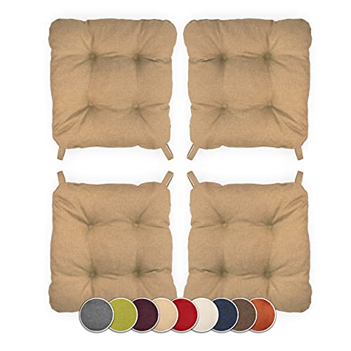 sunnypillow Lot de 4 galettes de Chaise en Forme de trapèze Assise Confortable avec Bande de Velcros Intérieure extérieure Dimensions: 40 (arrière) 35...