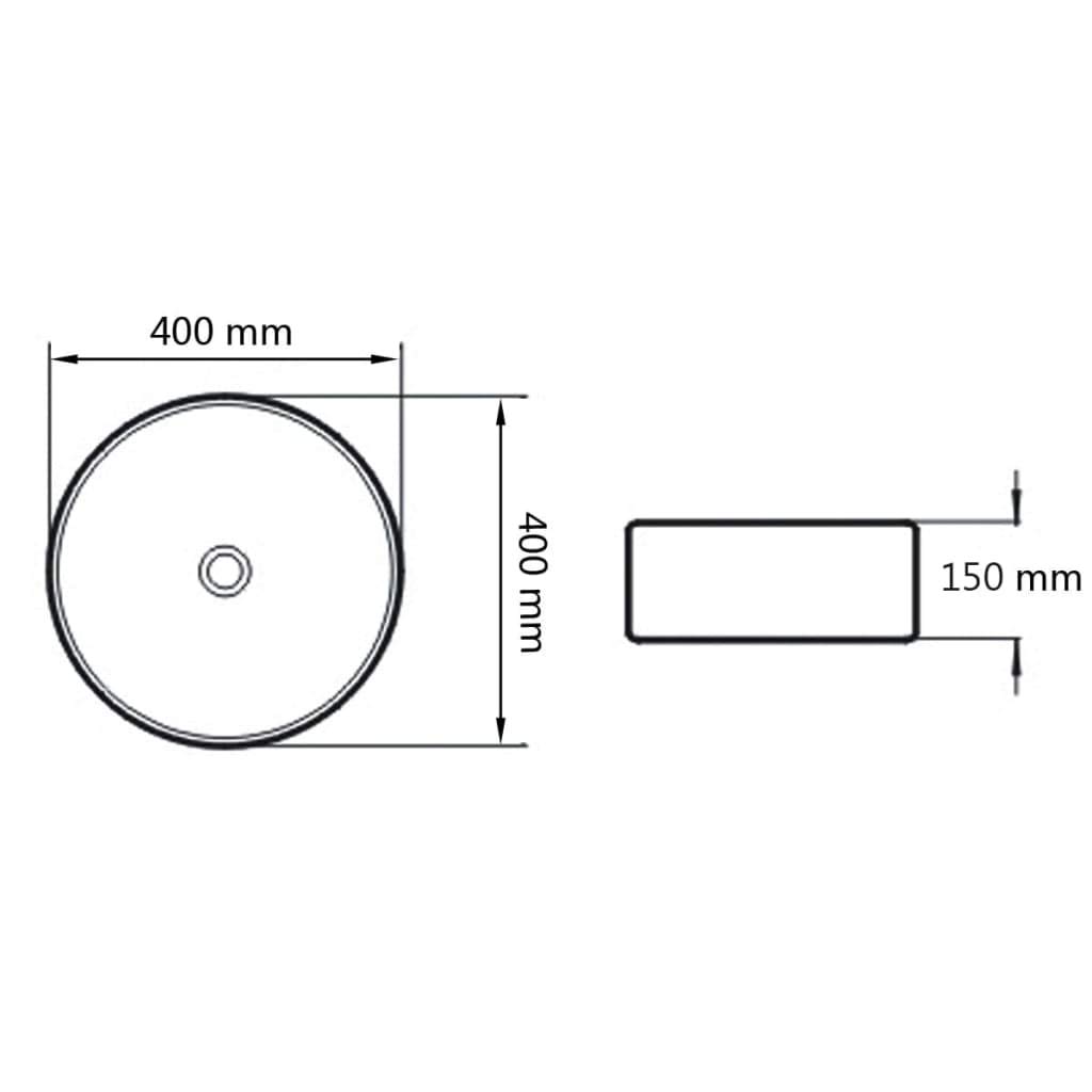 vidaXL Lavabo Redondo Cerámica Negro 40x15 cm Lavamanos Lavatorio Grifo Baño