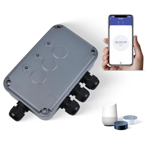 NineLeaf 3 Gang Outdoor Switch Box,Upgraded Smart Heavy-Duty Waterproof Outdoor Electrical Box IP66,WiFi Pool Timer Outdoor Compatible with Tuya/Smart Life,Cable Gland Included,110V-240V,Outdoor Use