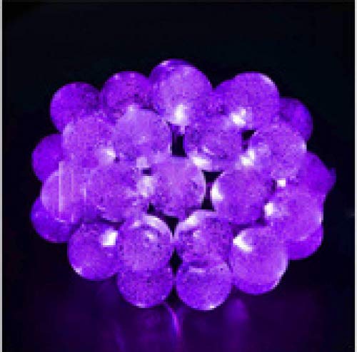 Cadena Luces LED Exteriores e Interiores, Cadena Luces LED solares 20 Luces, Cadena Luces solares con Forma Bola Cristal Transparente, Color Morado, 20 LED