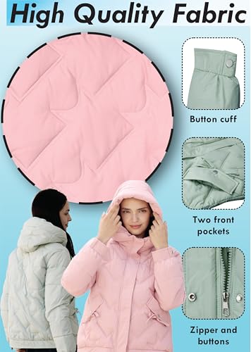 Stylish and Cozy Women's Quilted Black Puffer Jacket with Hood and Adjustable Fit - Image 5