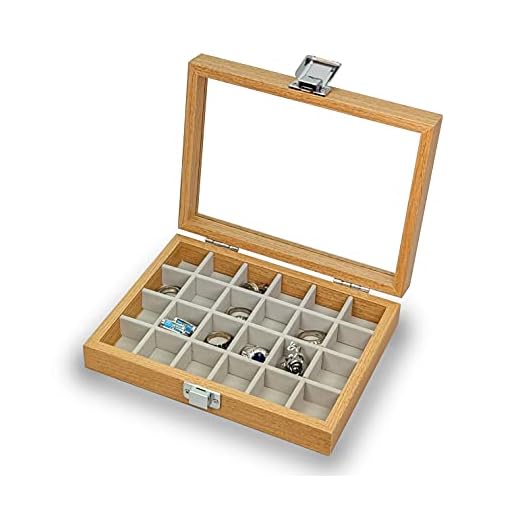 Caja joyero Organizadora 24 espacios en madera gemelos anillos pulseras pendientes