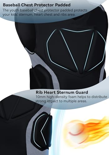 Image of Soared Youth Baseball Chest Protector XPE Foam Padded Compression Shirt | High Resilience, No Flattening & No Shifting, Heart Sternum Guard for Softball Football Lacrosse Baseball