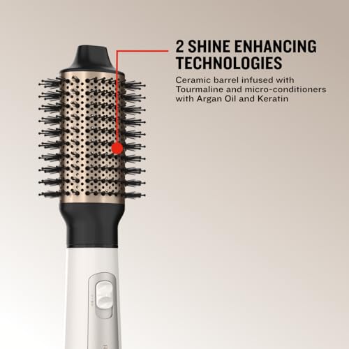Image of Remington Shine Therapy Hair Dryer Brush 2.4 inch Oval Hot Air Brush Keratin Argan Oil Ionic Anti-Frizz Ceramic Volumizer 1100W Blowout Styler for Smooth Frizz-Free Salon Hair