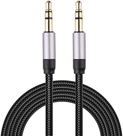 VAKS 3.5mm AUX Cable (6.6 ft / 2m, Hi-Fi Sound), Nylon Braided Audio Auxiliary Stereo Adapter Male to Male AUX Cord for iPhone/Headphones/Home/Car Stereos/Smartphones/Tablets, Grey