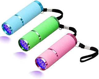 Coolrunner 3pcs UV LED Flashlight, Small Glow Flashlights with 9 LED UV Lights
