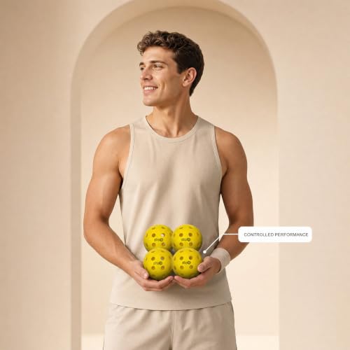 Image of playR Pickleball Balls - Injection Molded Lightweight Pickleballs, Durable Construction, Power, Stable Flight & Consistent Bounce, Precision Performance Balls for Training & Match Play - Pack of 4