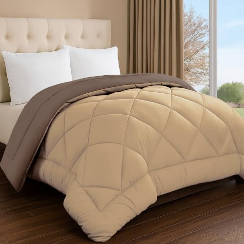 Image of Story@Home Reversible AC Comforter 220 GSM Lightweight Microfiber Summer Blanket for Double Bed (90x100 Inches) | Soft Cooling Quilt, Breathable All Season Duvet for AC Room - Camel Brown & Coffee
