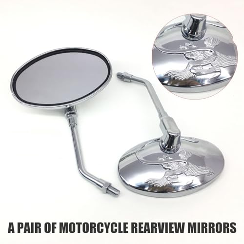 Espejos retrovisores de moto ovalados 10mm con acabado cromado premium para VT500 5