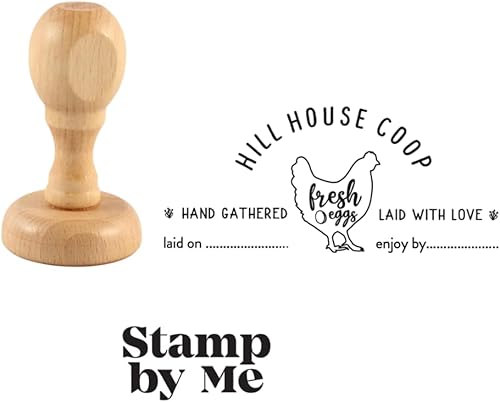 Stamp by Me | Egg Cartons Stamp | Personalized Eggs Carton Stamps | Chicken Eggs Stamper | Custom Wooden Rubber Stamp | Self-Inking Labels | Farm