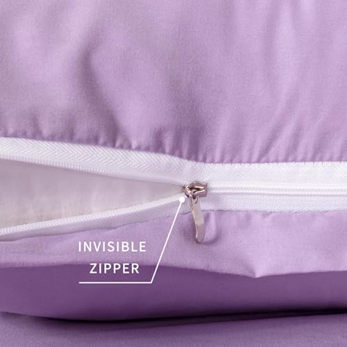 Image of 2 Pack Microfiber Zipper Pillowcases, Soft Comfortable Not Shrink Purple Pillow Case, Standard Pillow Cases Set of 2 (20x26 Inches)