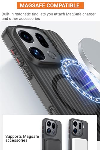 Image of Kapa Wave Magnetic Frosted Grip Back Cover for Oppo Find X9 | [MagSafe Compatible] Wireless Charging, Slim, Metal Buttons Matte Finish Back Case (Grey)