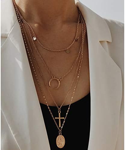 Miniatura 5 de Long tiantian Collar grueso de oro para mujer, collar de cadena gruesa en capas, collar punk para mujer, collar de gargantilla gruesa, joyería