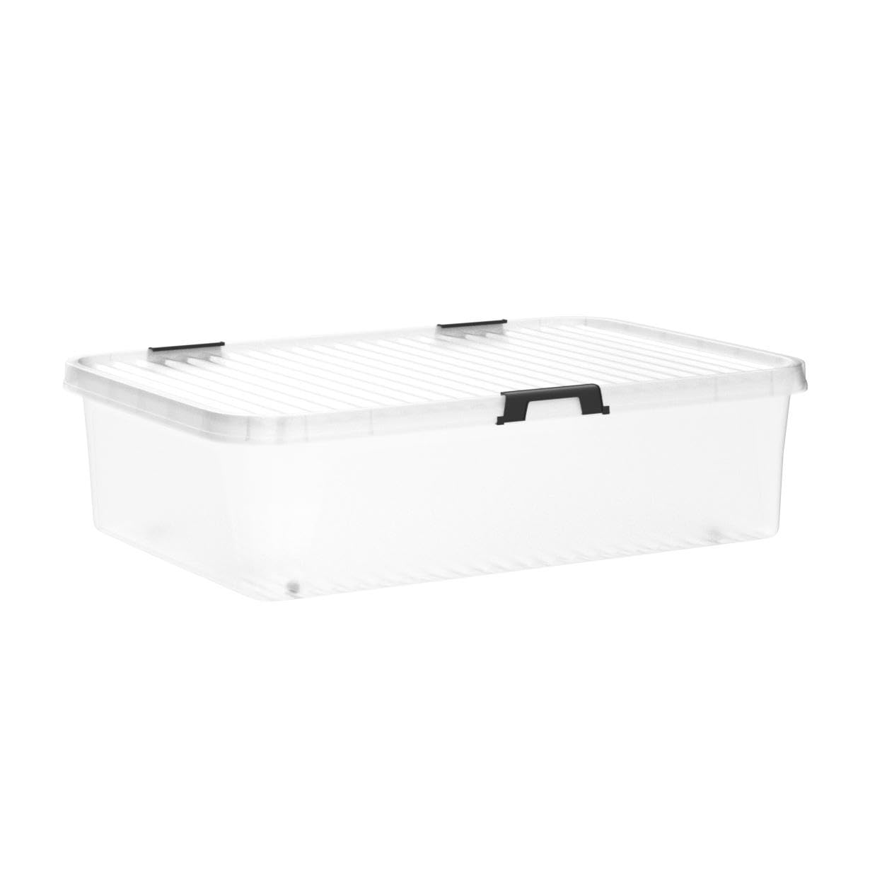 Deuba® 4X Cajas de Almacenamiento 30L Tapa Clips de Cierre Transparentes Almacenaje Juguetes Ruedas Apilable