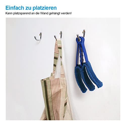 Heilmetz Staubwedel für Jalousien, Handtuchheizkörper, 1 Stück, Hand waschbarer Mikrofaser Heizkörperbürste abnehmbaren, Reinigungsbürste, Lamellen-Reiniger mit 1 Ersatz-Mikrofaser-Hüllen (Blau)