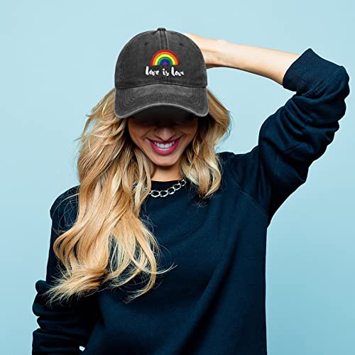 Pride Hat 2 Pack Love Is Love Rainbow Hats Adjustable Lgbt Baseball Cap With Pride Rainbow Bracelet #TOP1