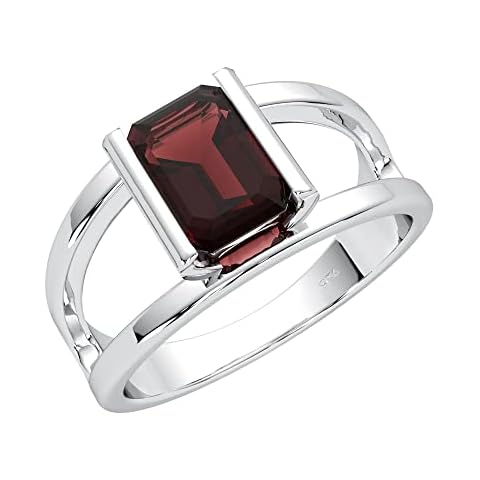 TISHAVI Natural 1.65 ctw. Garnet Ring For Women Sterling Silver, Octagon Ring For Women Sterling Silver, Sterling Silver Ring Size 8 Cover