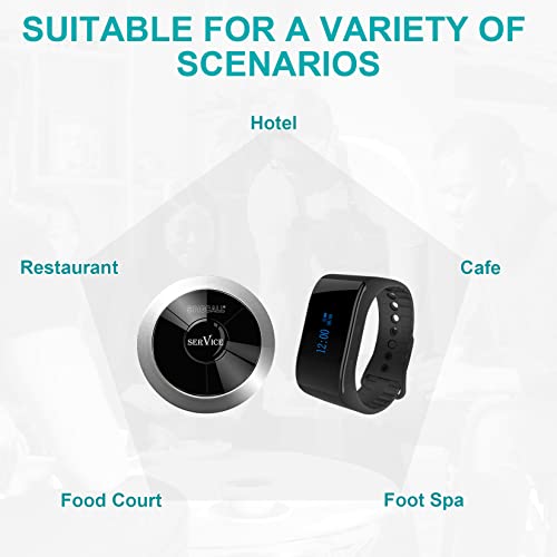 SINGCALL Wireless Calling System,Nurse Call System,Waterproof Pager Watch Receiver,No Screw Pager