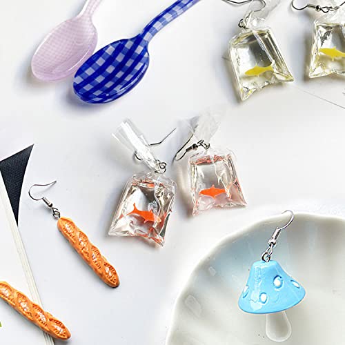 Eielo 16 Pairs Cute Funny Weird Earrings Boba Water Bottle Pearl Milk Tea Food Gummy Bear Fruit Mushroom Goldfish Earring Set Cute Funny Dangle Drop Earrings For Women #TOP6