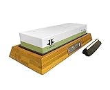 KANKA Professional Premium Whetstone - Knife Sharpening Stone 2 Side Grit, 1000/6000, Waterstone Knife Sharpener with Non Slip Bamboo Base and Angle Guide
