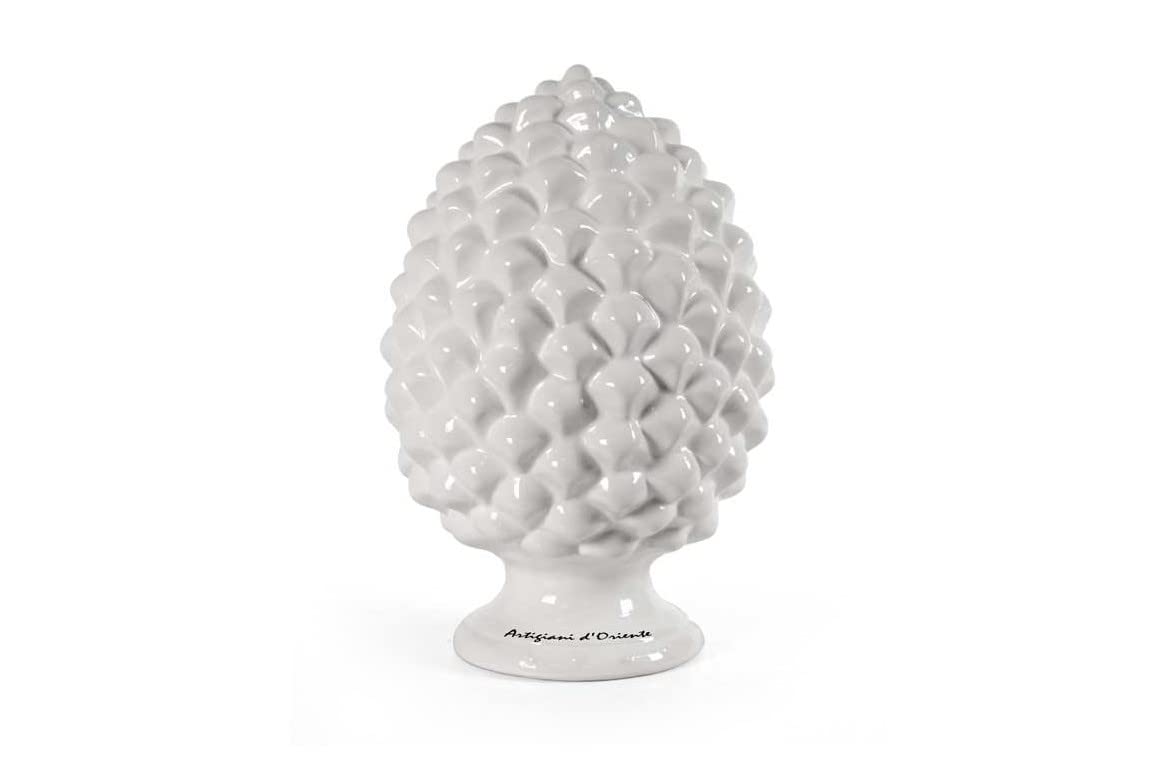 GICOS IMPORT EXPORT SRL Pigna in ceramica tondo 11 * 11 * 17 cm colore bianco casa giardino artigiani d'oriente CRE-832727