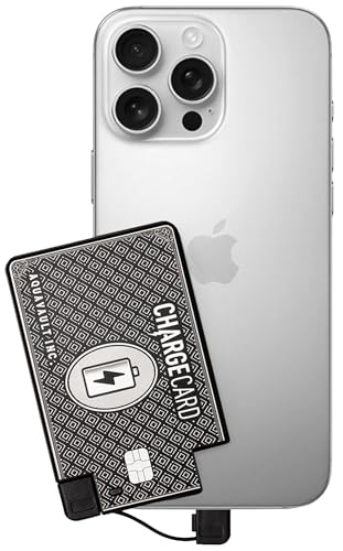 Aquavault ChargeCard (Black): Ultra-Slim 2300 mAh 1.5А Charge Card Phone Charger - Built-in Cables...