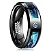 Vakki Damen Schwarz Abalone Muschel Ring 8mm Wolframkarbid mit Zirkon Modeschmuck für Heiraten Verlobungs Größe 67(21.3)