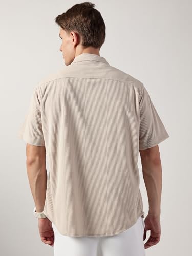 Image of Thomas Scott Men's | Solid | Half Sleeve | Regular Fit | Polyester-Blend | Double Flap Pocket | Spread Collar | Casual Shirt