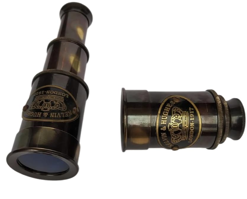 Vintage Collapsible Brass Telescope, 17.8 cm Extended Length, 8.9 cm Collapsed Length, 5X Magnification-image-46