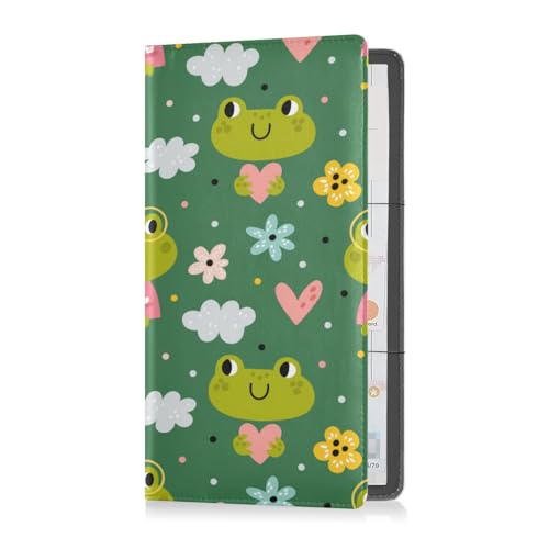 Porta carte di registrazione e assicurazione da da auto pelle Uomini Donne veicolo Glove Box Organizzatore per Driver Auto Proprietari Rimorchio Moto Barca Divertente Rane Modello Carino Verde