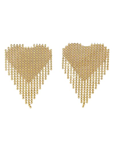 Image of ZGMYC Sparkly Rhinestones Metal Chain Nipple Cover with Tassel, Reusable Adhesive Pasties Sexy Bra Body Chain