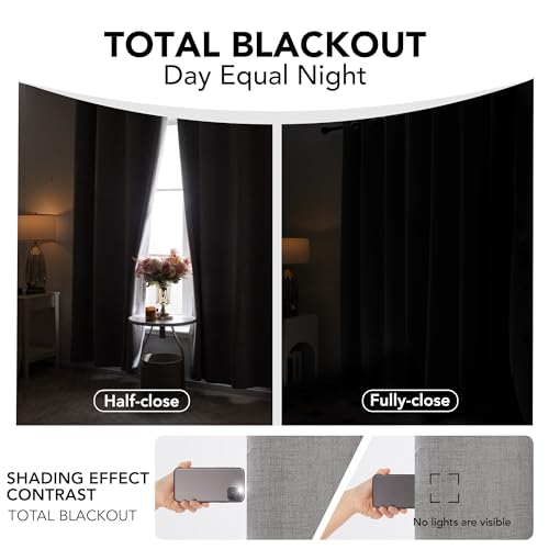 Deconovo Grey Total Blackout Curtains with Coating - Image 3