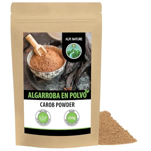 Alpi Nature Algarroba en Polvo 250g, Vainas de Algarroba Secas y Molidas, Edulcorante Natural