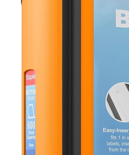 STAPLES 728073 Better View 3-Inch Slant D 3-Ring Binder Orange (16405)