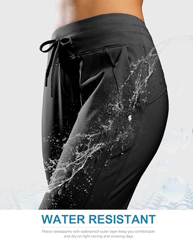 Soothfeel Women's Fleece Lined Joggers Water Resistant High Waisted Sweatpants Winter Warm Thermal Running Hiking Pant Pocket4