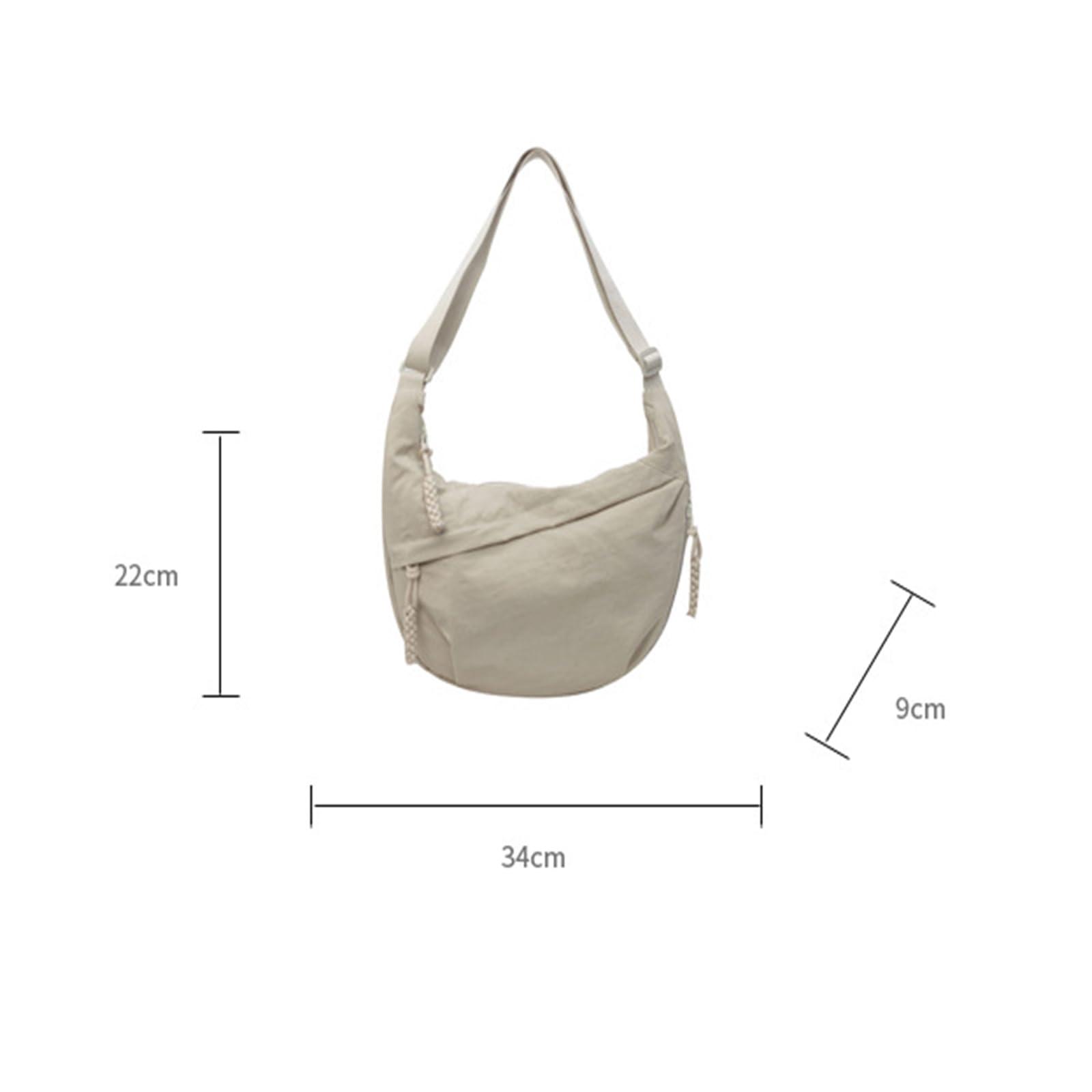 Borsa a Tracolla in Nylon da Donna, Borsa a Gnocco in Velluto a Coste, Borsa Hobo Piccola e Leggera