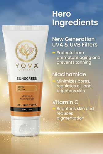 Image of Glow Sunscreen SPF 50 PA++++ with Vitamin C and Niacinamide Lightweight Daily Use Sun Protection Lotion for All Skin Types 50 ml